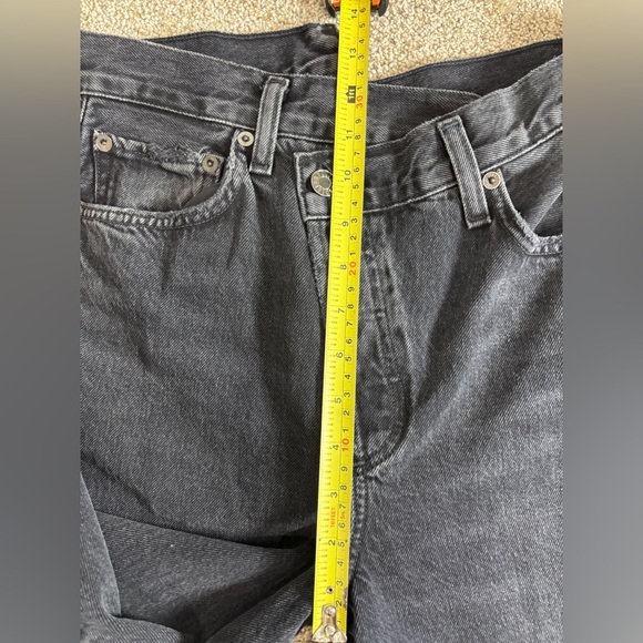 NWT! AGOLDE Free People Criss Cross Straight Jeans in Shambles 26 Black Acid - Picture 6 of 13